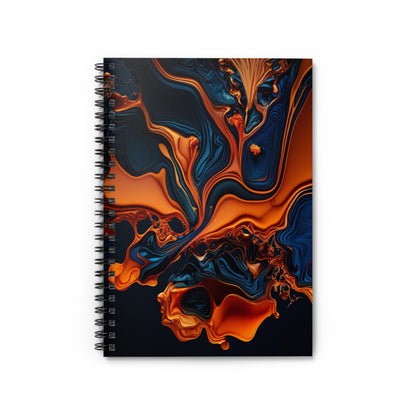 Navy and orange swirl  designed journal or Notebook. Boho, minimalist, Notes Spiral Notebook - Ruled Line