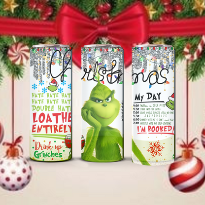 Merry Grinchmas 20oz Skinny Tumbler - Festive & Insulated