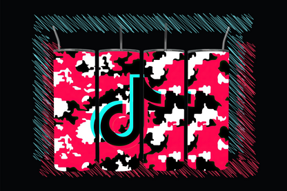 Tik Tok Pink White & Black Skinny Tumbler, 20oz