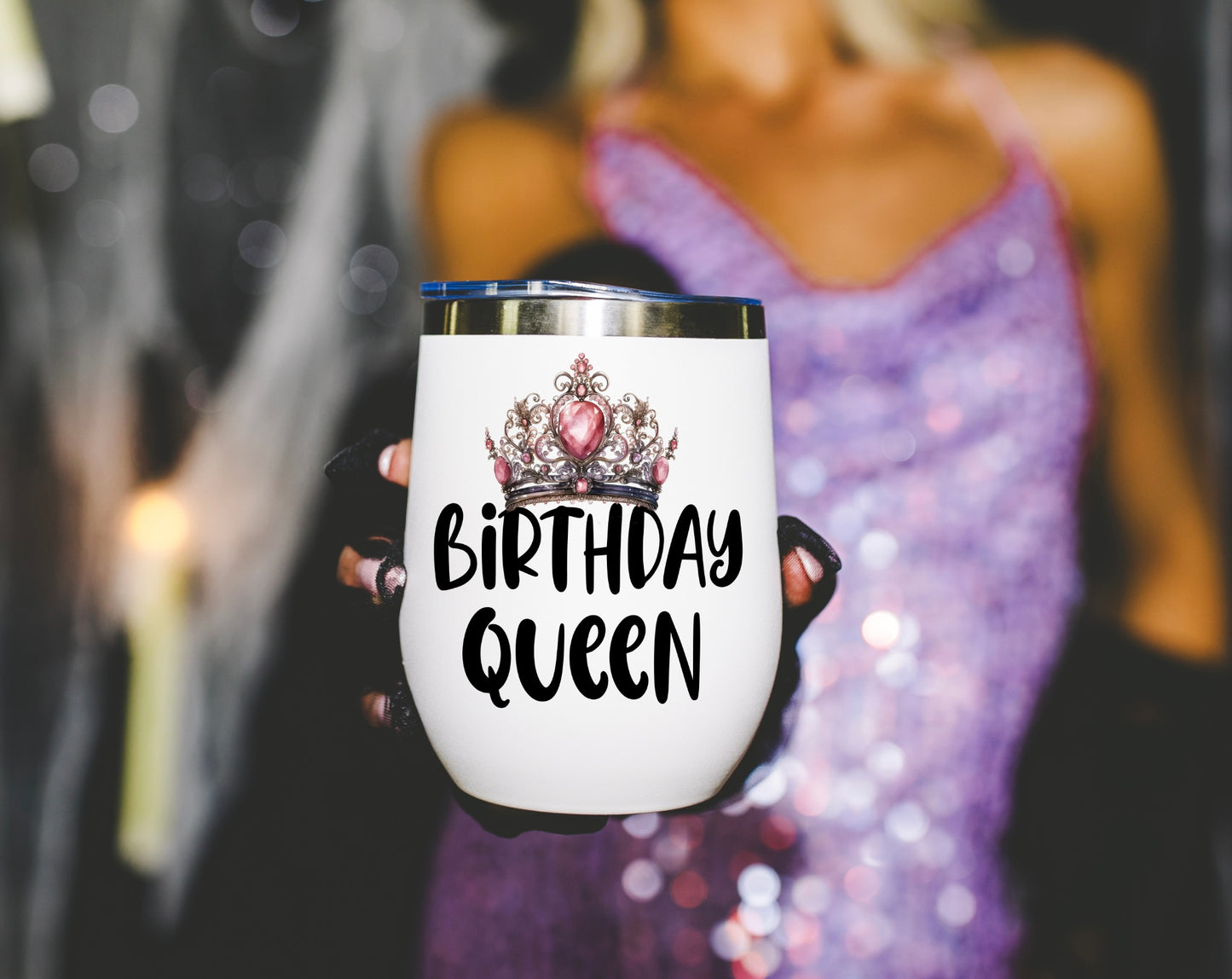 Birthday Queen Insulated Wine Tumbler - Elegant, Personalized Drinkware