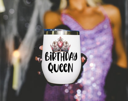 Birthday Queen Insulated Wine Tumbler - Elegant, Personalized Drinkware