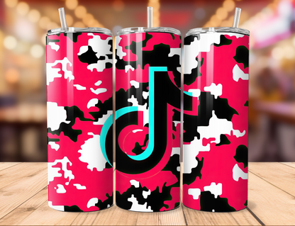 Tik Tok Pink White & Black Skinny Tumbler, 20oz