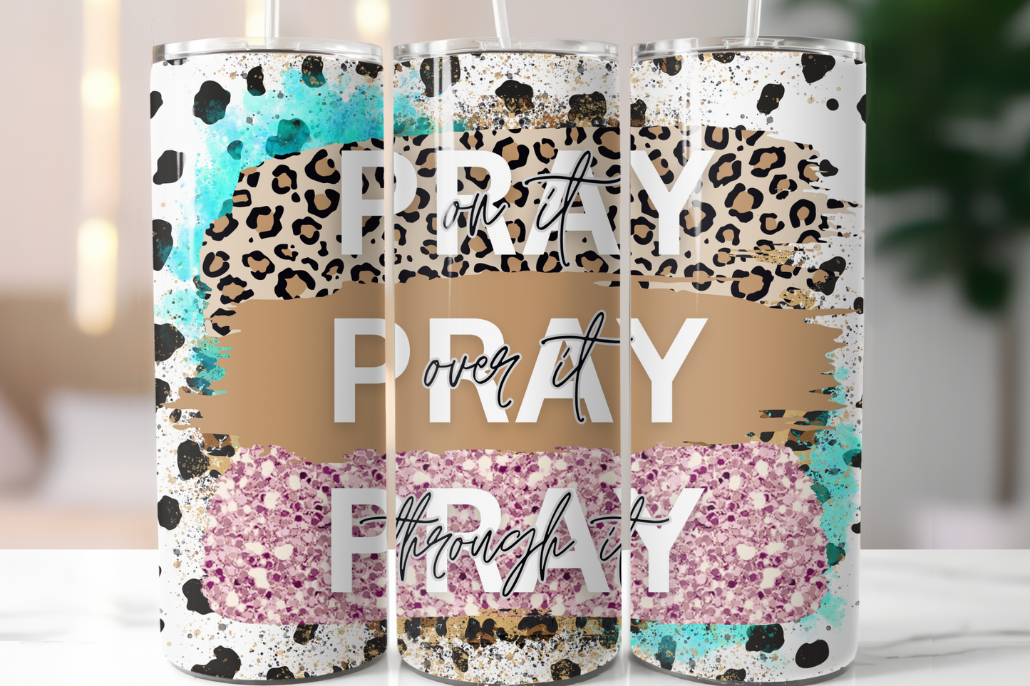 Pray Pray Pray, Christian Skinny Tumbler, 20oz