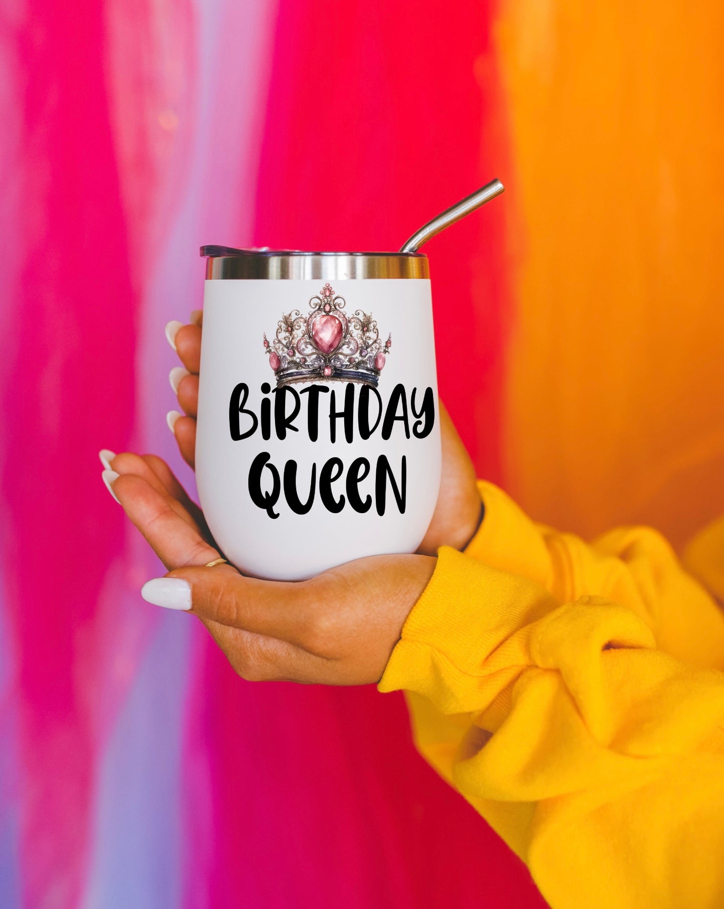 Birthday Queen Insulated Wine Tumbler - Elegant, Personalized Drinkware