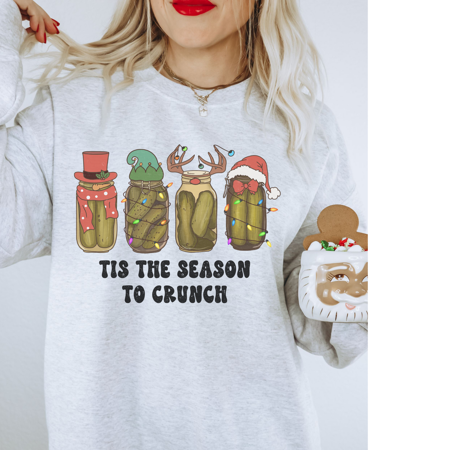 It’s The Season to Crunch, Christmas Pickle Crewneck Sweatshirt