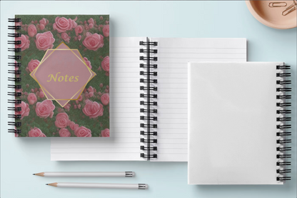 Beautiful Pink Rose Garden Notes Spiral Notebook - Ruled Line