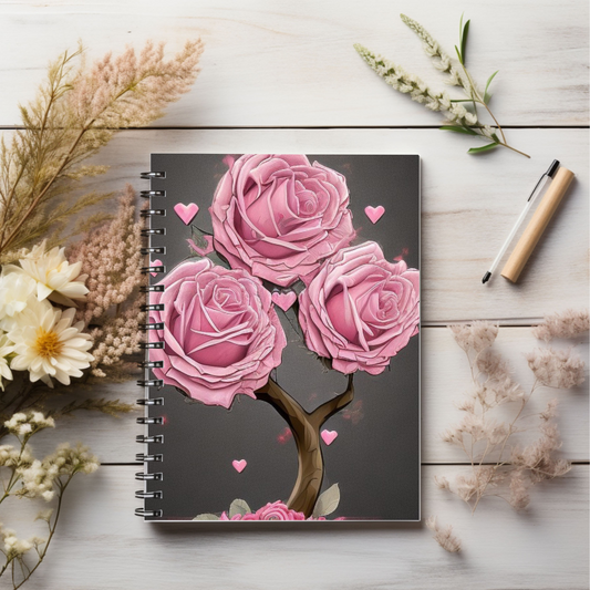 Pink Roses Tree Pink Spiral Notebook