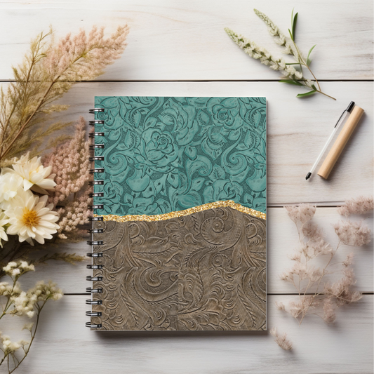 Brown and pink  boho designed journal or Notebook. Boho, minimalist, Notes Spiral Notebook - Ruled Line