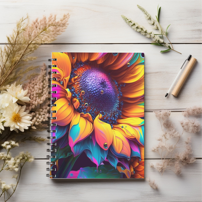 Sunflower, artistic designed journal or Notebook.  minimalist, Notes Spiral Notebook - Ruled Line
