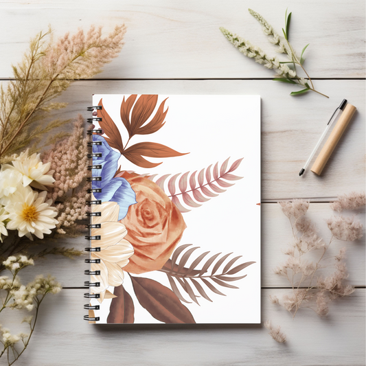 Floral boho designed journal or Notebook. Boho, minimalist, Notes Spiral Notebook - Ruled Line