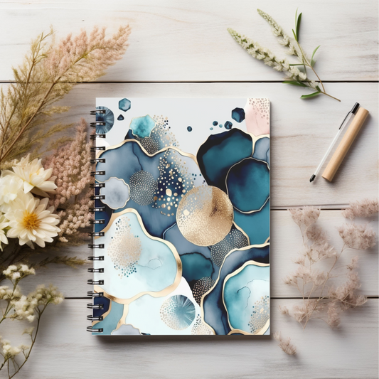 Blue and Nuetral soft feminine &  boho designed journal or Notebook. Boho, minimalist, Notes Spiral Notebook - Ruled Line