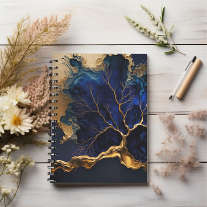 Blue & Gold journal or Notebook. Boho, minimalist, Notes Spiral Notebook - Ruled Line