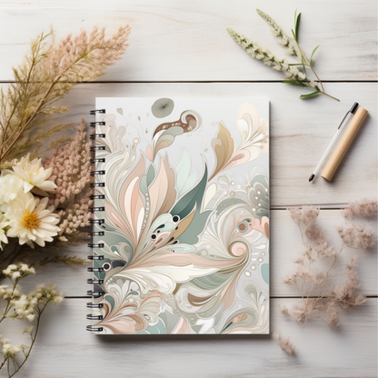 Floral soft feminine boho designed journal or Notebook. Boho, minimalist, Notes Spiral Notebook - Ruled Line