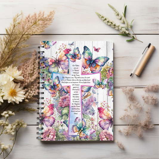 Our Father The Lords Prayer Beautiful Cross Christian journal or Notebook. Notes Spiral Notebook - Ruled Line