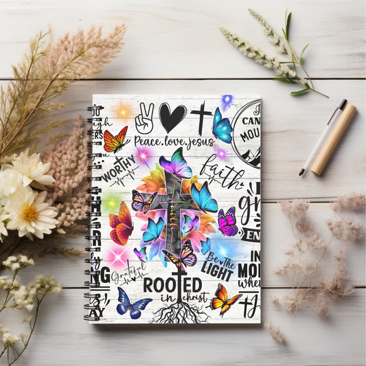 Collage style cross Christian journal or Notebook. Notes Spiral Notebook - Ruled Line