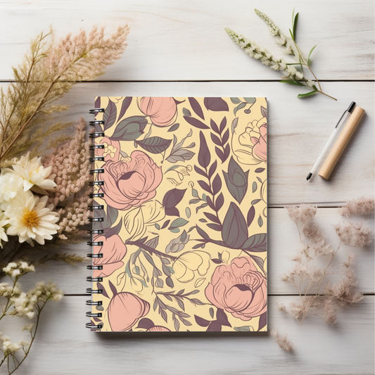 Boho vintage floral designed journal or Notebook. Boho, minimalist, Notes Spiral Notebook - Ruled Line