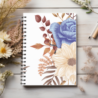 Floral boho designed journal or Notebook. Boho, minimalist, Notes Spiral Notebook - Ruled Line