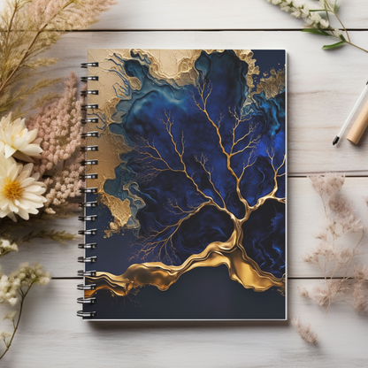 Blue & Gold journal or Notebook. Boho, minimalist, Notes Spiral Notebook - Ruled Line