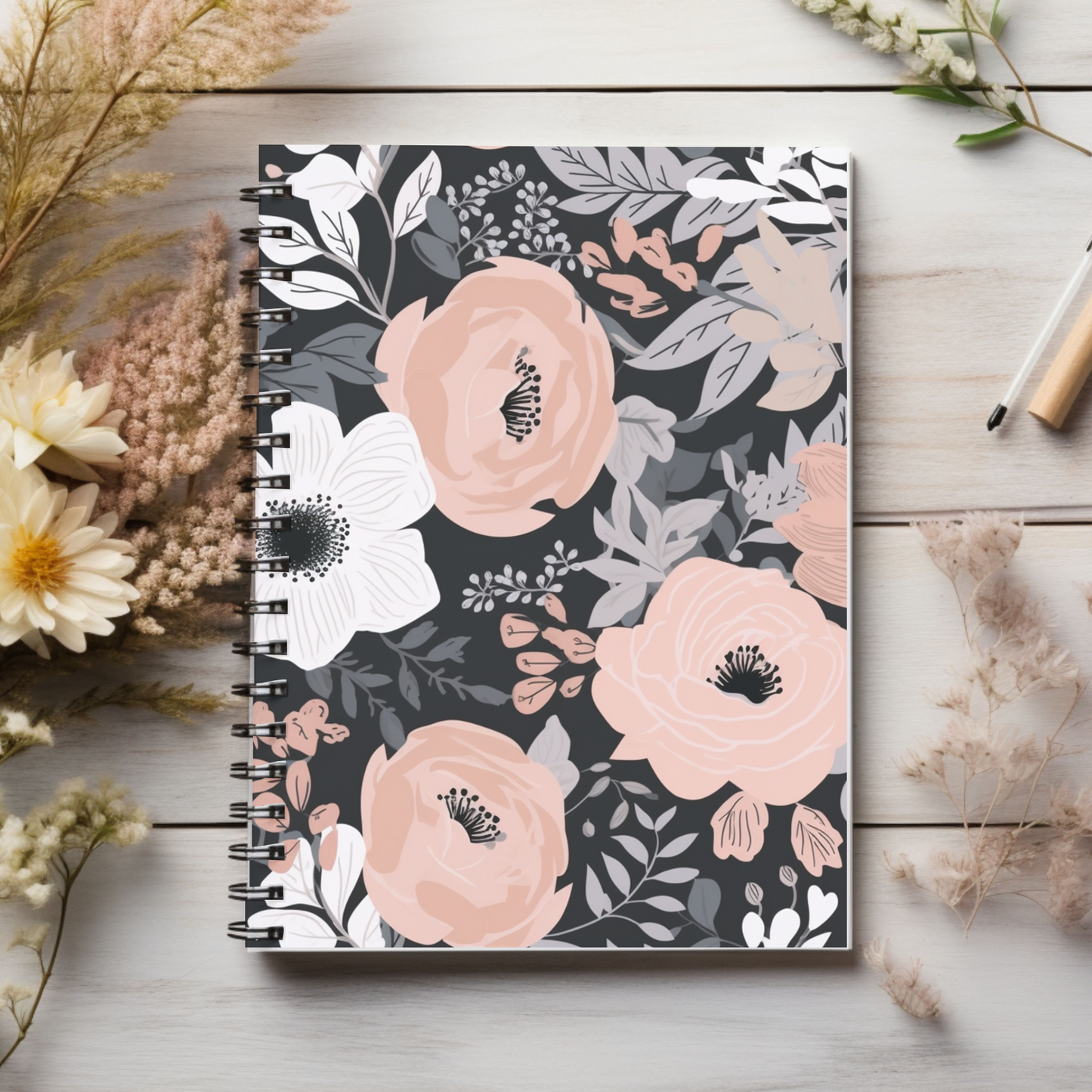 Pretty in Pink boho designed journal or Notebook. Boho, minimalist, Notes Spiral Notebook - Ruled Line