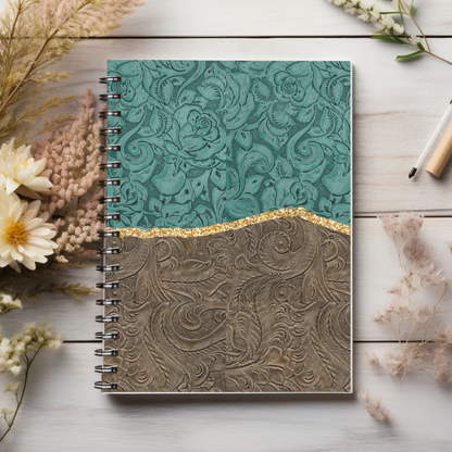 Brown and pink  boho designed journal or Notebook. Boho, minimalist, Notes Spiral Notebook - Ruled Line