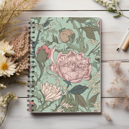 Victorian floral  journal or Notebook.  minimalist, Notes Spiral Notebook - Ruled Line