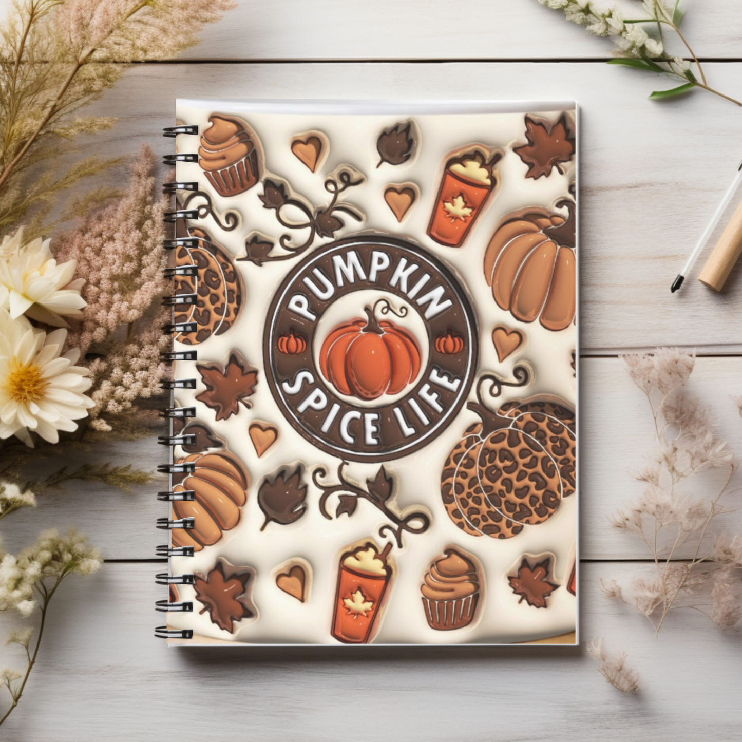 Pumpkin Spice Life! Journal or Notebook. Minimalist, Notes Spiral Notebook - Ruled Line