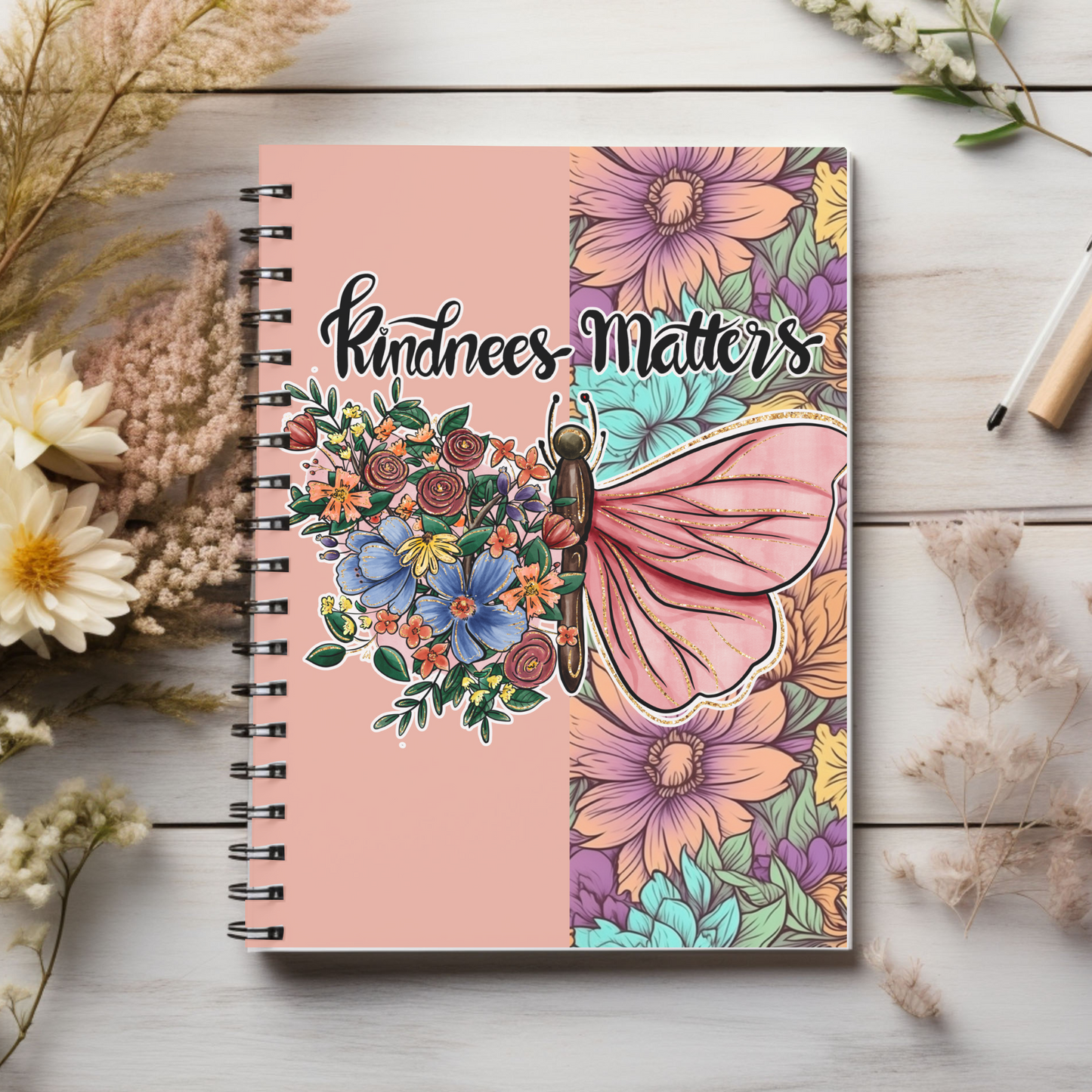 Kindness matters Butterfly Christian journal or Notebook. Notes Spiral Notebook - Ruled Line
