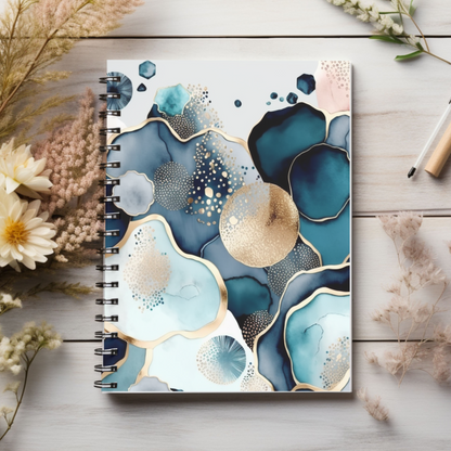 Blue and Nuetral soft feminine &  boho designed journal or Notebook. Boho, minimalist, Notes Spiral Notebook - Ruled Line
