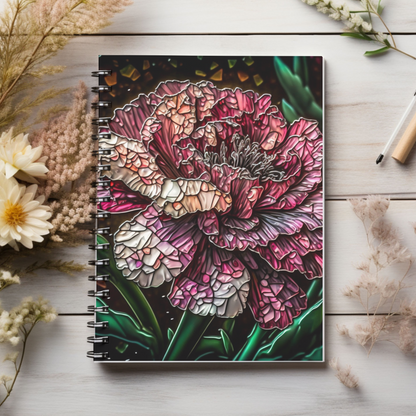 Stained glass pink rose boho designed journal or Notebook. Boho, minimalist, Notes Spiral Notebook - Ruled Line