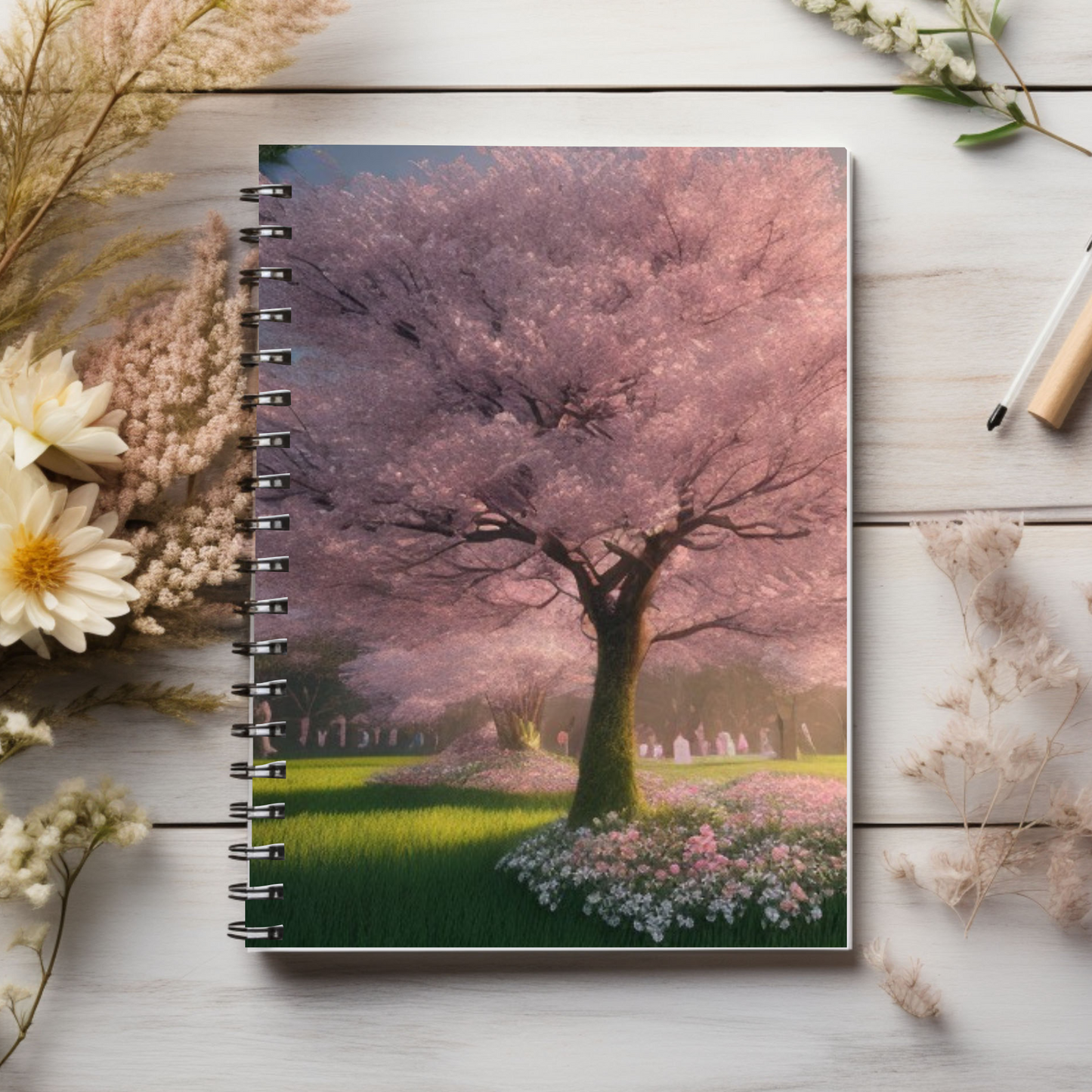 Beautiful Cherry Blossom Tree! Journal or Notebook. Minimalist, Notes Spiral Notebook - Ruled Line