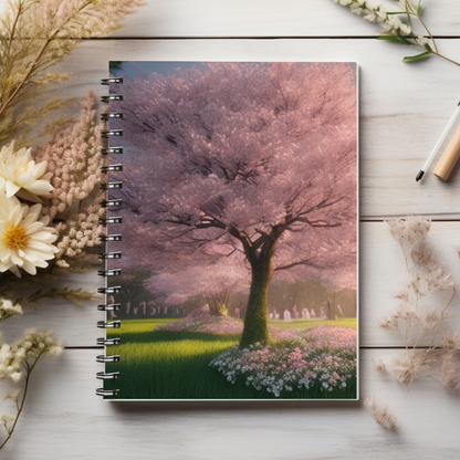 Beautiful Cherry Blossom Tree! Journal or Notebook. Minimalist, Notes Spiral Notebook - Ruled Line