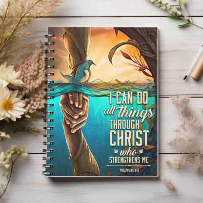 I can do all things through Christ, who strengthens me Christian journal or Notebook. Notes Spiral Notebook - Ruled Line