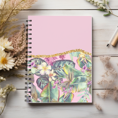 Pink Floral Journal or Notebook. Minimalist, Notes Spiral Notebook - Ruled Line
