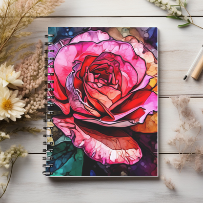 Artistic rose floral journal or Notebook. Notes Spiral Notebook - Ruled Line