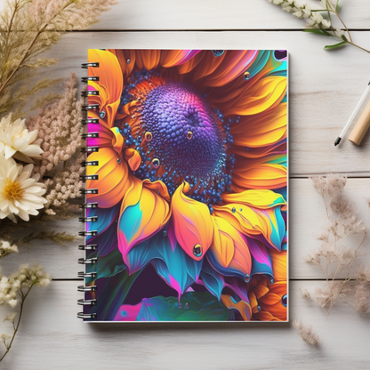 Sunflower, artistic designed journal or Notebook.  minimalist, Notes Spiral Notebook - Ruled Line