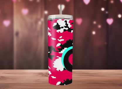 Tik Tok Pink White & Black Skinny Tumbler, 20oz